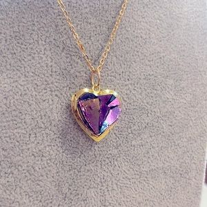 Cut Glass Gold Heart Locket